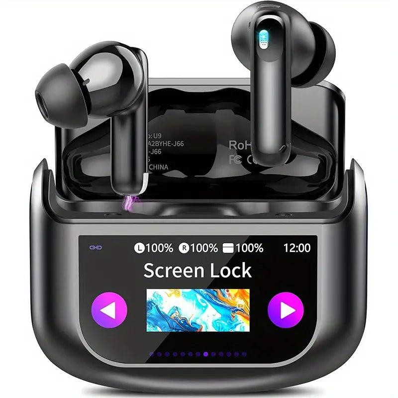 Wireless 5.4 Smart Headphones, Versatile Touchscreen Earbuds with 5 EQ Modes, 48H In-Ear Bass Stereo with ANC