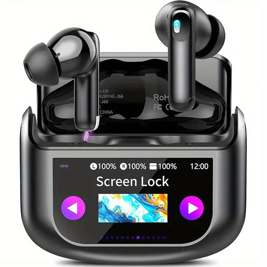 Wireless 5.4 Smart Headphones, Versatile Touchscreen Earbuds with 5 EQ Modes, 48H In-Ear Bass Stereo with ANC