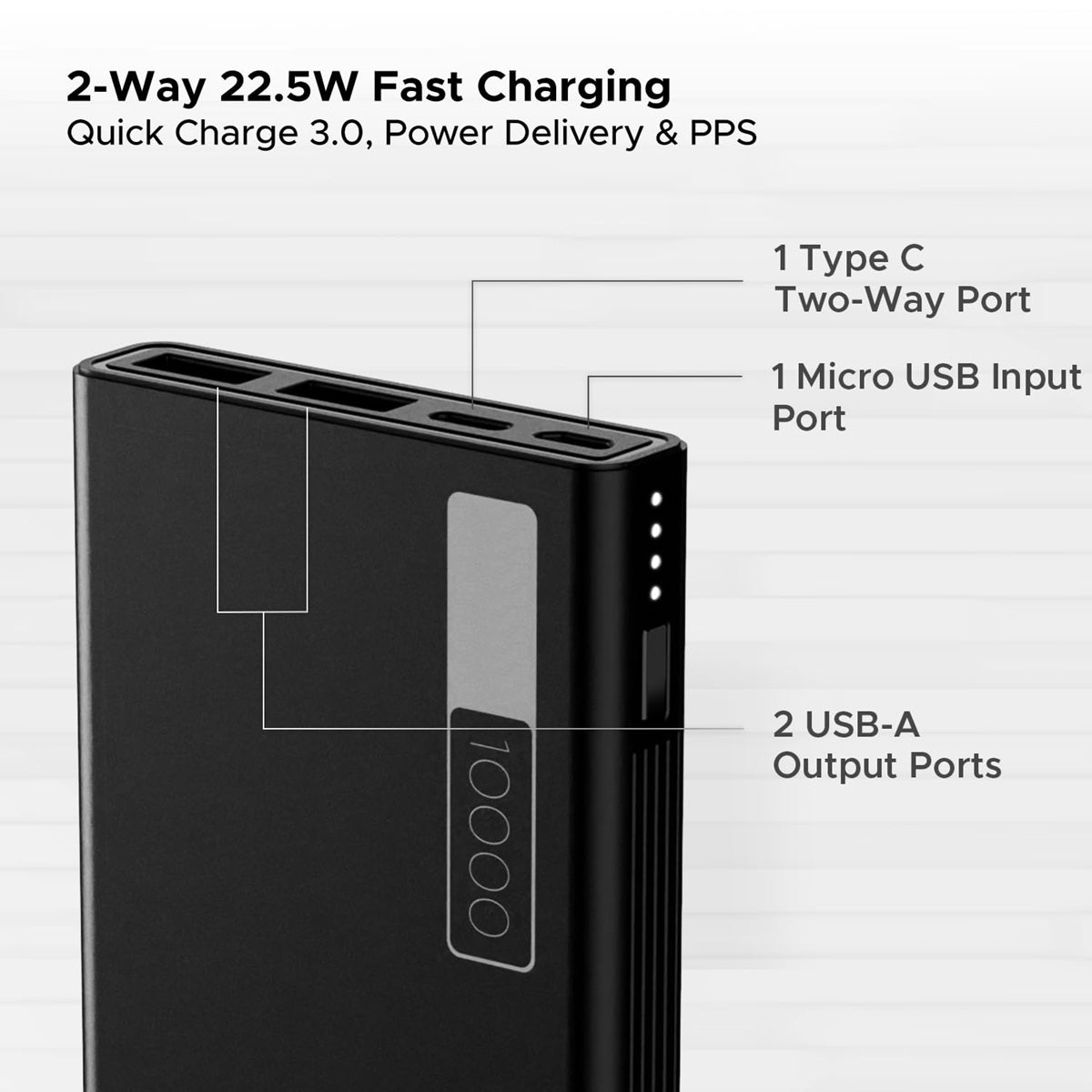 Powerbank with 10000mAh Battery, 22.5w Fast Charging