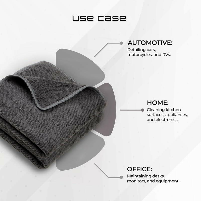 SOFTSPIN Microfiber Cloth - 4 pcs - 40x40 cms - 350 GSM Grey! Thick Lint & Streak-Free Multipurpose Cloths - Automotive Microfibre Towels for Car Bike Cleaning Polishing Washing & Detailing