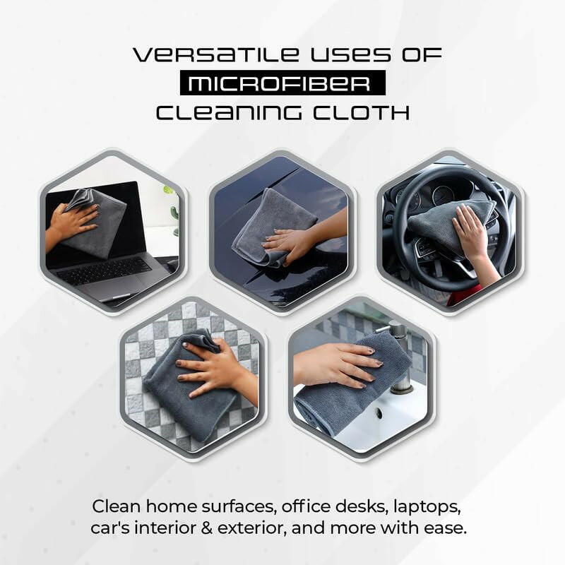 SOFTSPIN Microfiber Cloth - 4 pcs - 40x40 cms - 350 GSM Grey! Thick Lint & Streak-Free Multipurpose Cloths - Automotive Microfibre Towels for Car Bike Cleaning Polishing Washing & Detailing