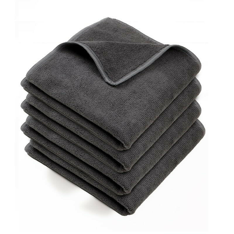 SOFTSPIN Microfiber Cloth - 4 pcs - 40x40 cms - 350 GSM Grey! Thick Lint & Streak-Free Multipurpose Cloths - Automotive Microfibre Towels for Car Bike Cleaning Polishing Washing & Detailing