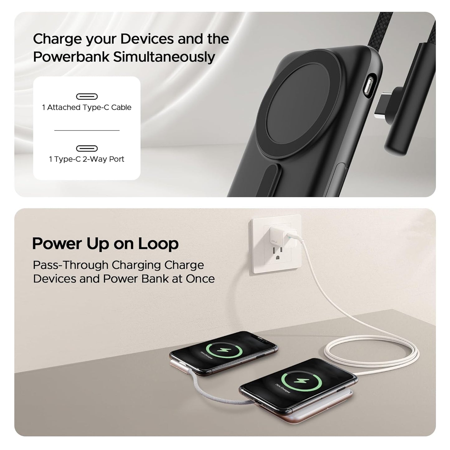 Powerbank MagnaCharge 10000 mAh Magnetic Wireless Power Bank w/ 15W Wireless Charging