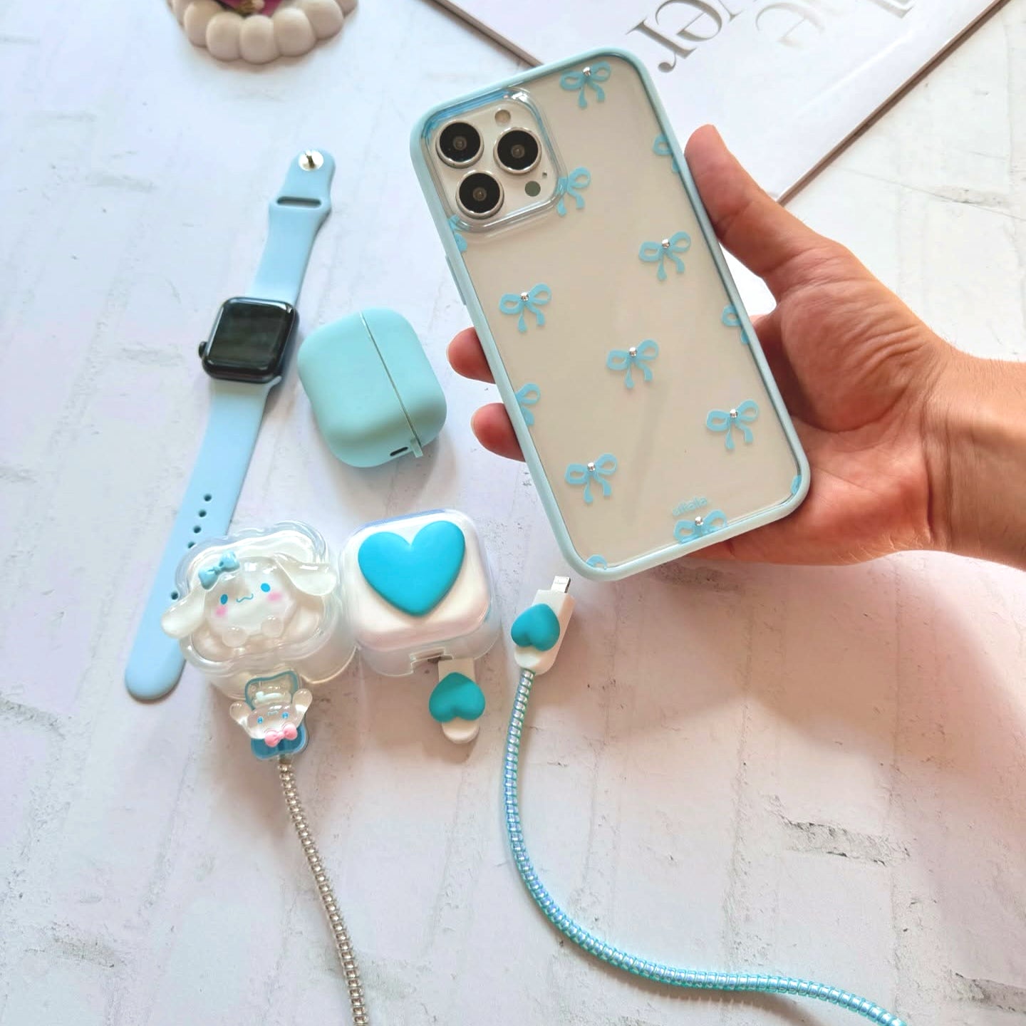 Matching iPhone Case, Airpods Case, Apple Watch Band and Charger Cable Case