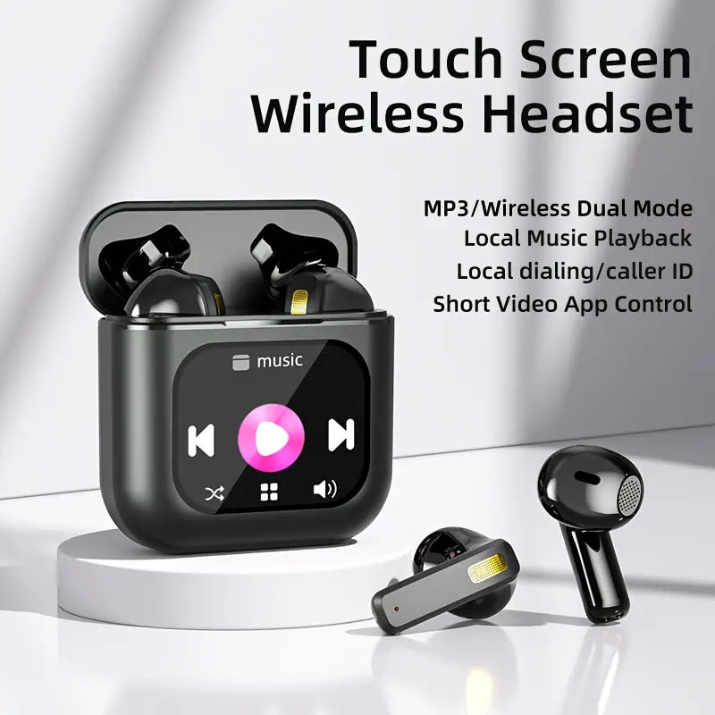 TWS Wireless Gaming Headset, LCD Touch Screen Display, ENC Intelligent Noise Cancellation Sleep Aid Headset