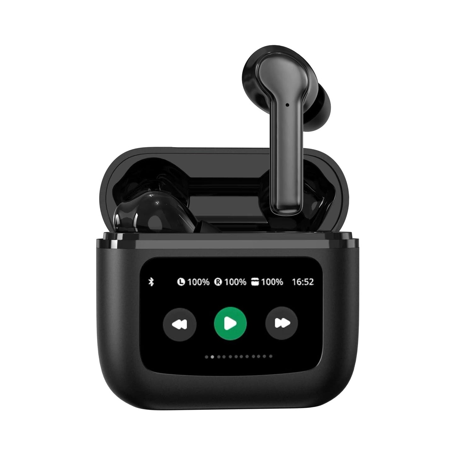 True Wireless Stereo in Ear Earbuds with Touch LCD Display and Active Noise-Cancellation