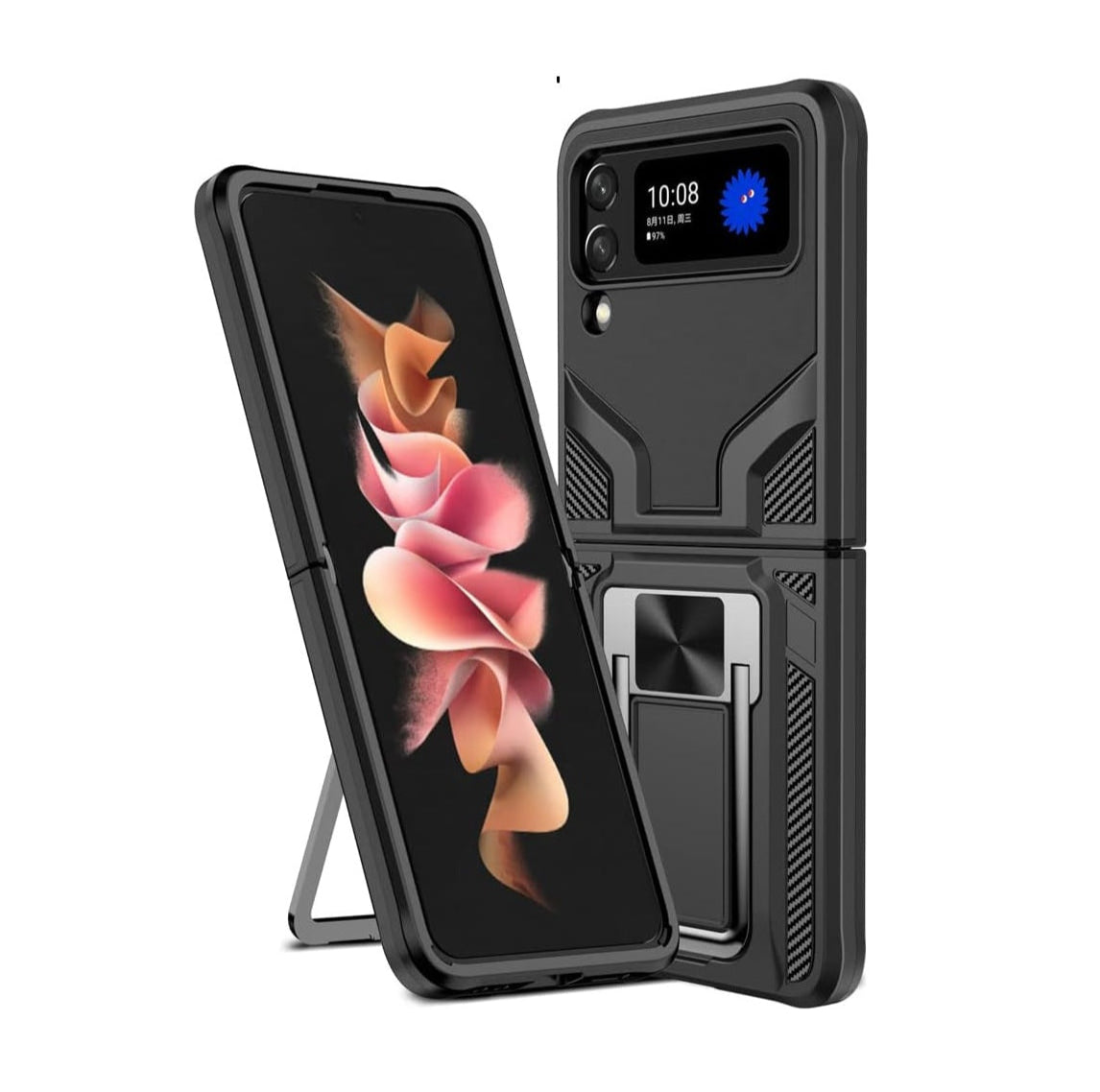 (Buy 1 Get 1 Free) Galaxy Z Flip3 Magnetic Kick Stand Hybrid Case