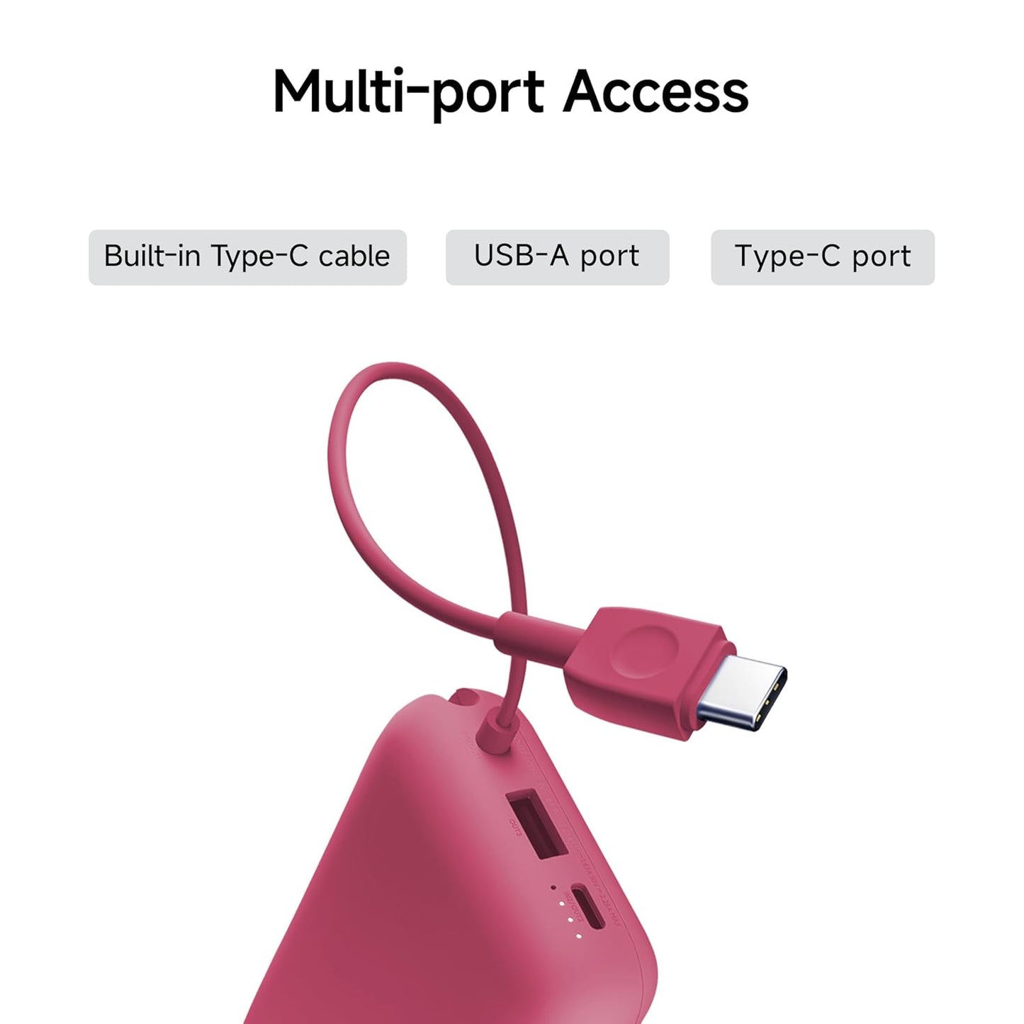 Pocket Power Bank 10000mAh 22.5W Fast Charging| Inbuilt Cable |Slim & Compact