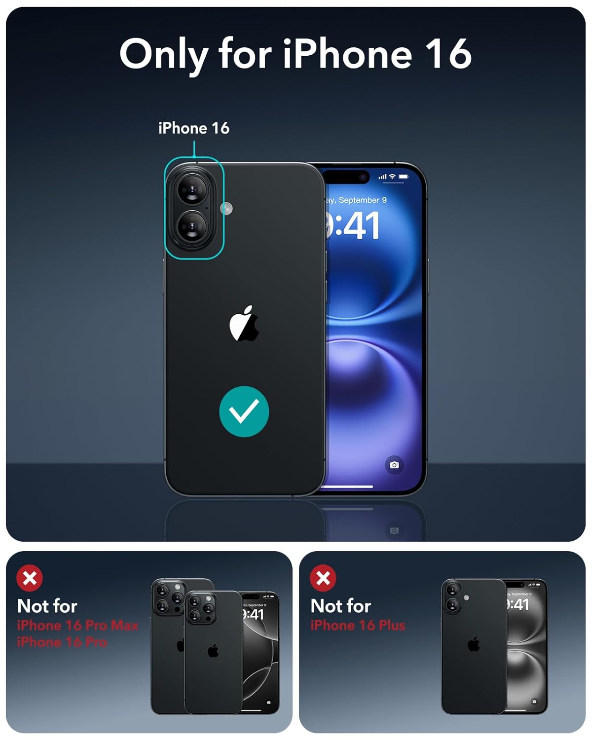 (Buy 1 Get 1 Free) iPhone 16 Back Case Cover with MagSafe (Black)