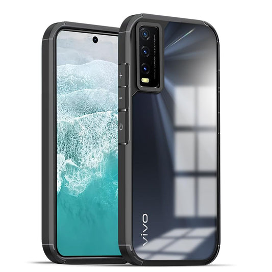 (Buy 1 Get 1 Free) Shockproof Bumper Case | Full Camera Protection | Raised Edges | Super Soft Side TPU | Bumper Case for Vivo Y20 -Black
