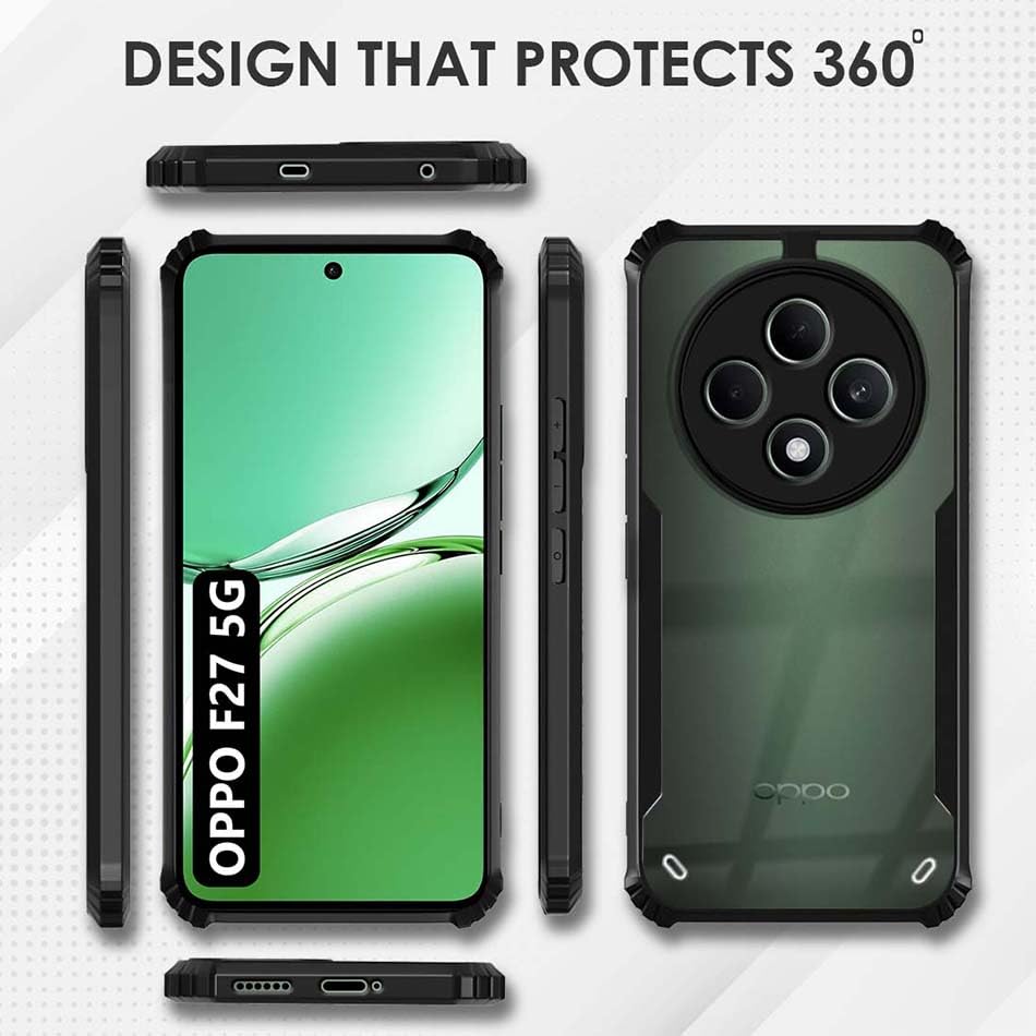 (Buy 1 Get 1 Free) Crystal Clear Back Case Cover for Oppo F27 5G | Protective Design | 360 Degree Protection | Transparent