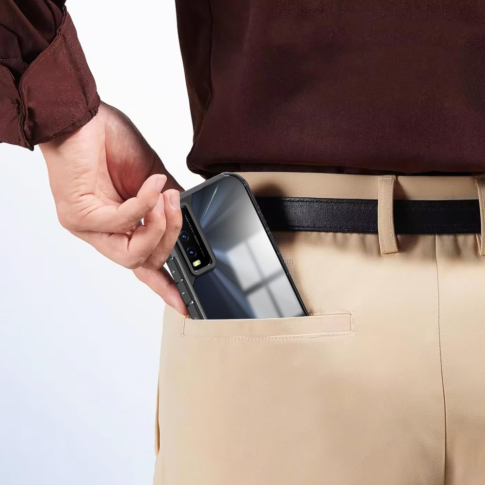 (Buy 1 Get 1 Free) Shockproof Bumper Case | Full Camera Protection | Raised Edges | Super Soft Side TPU | Bumper Case for Vivo Y20 -Black