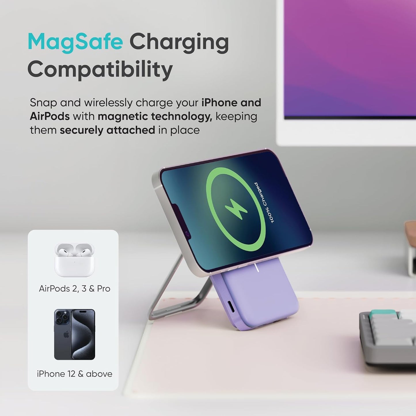 MagSafe Power bank with Stand 22.5W Wired & 15W Wireless Fast Charging 10000mAh