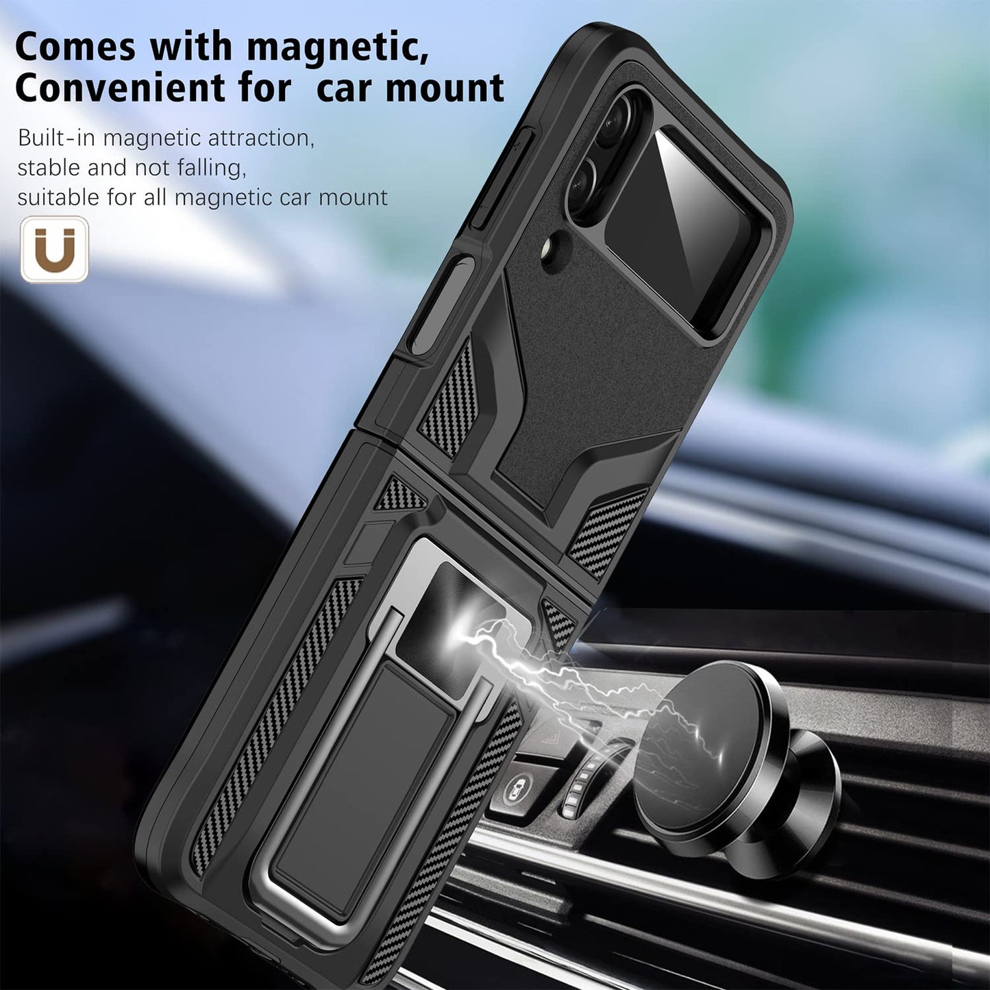 (Buy 1 Get 1 Free) Galaxy Z Flip4 Magnetic Kick Stand Hybrid Case