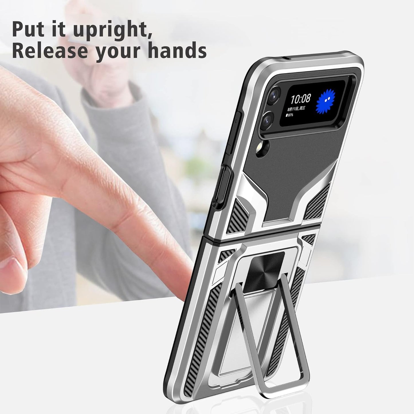 (Buy 1 Get 1 Free) Galaxy Z Flip3 Magnetic Kick Stand Hybrid Case