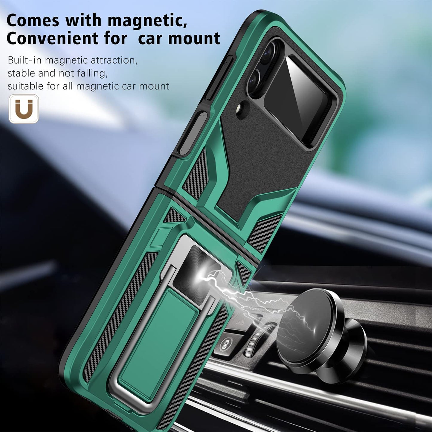 (Buy 1 Get 1 Free) Galaxy Z Flip4 Magnetic Kick Stand Hybrid Case