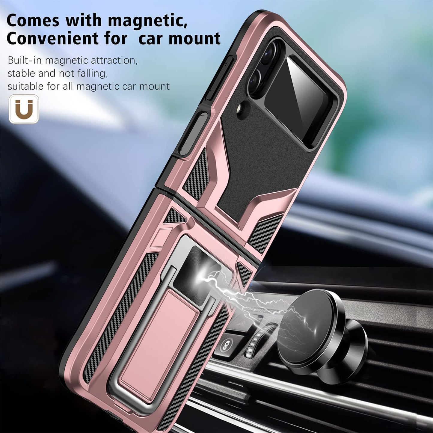 (Buy 1 Get 1 Free) Galaxy Z Flip4 Magnetic Kick Stand Hybrid Case