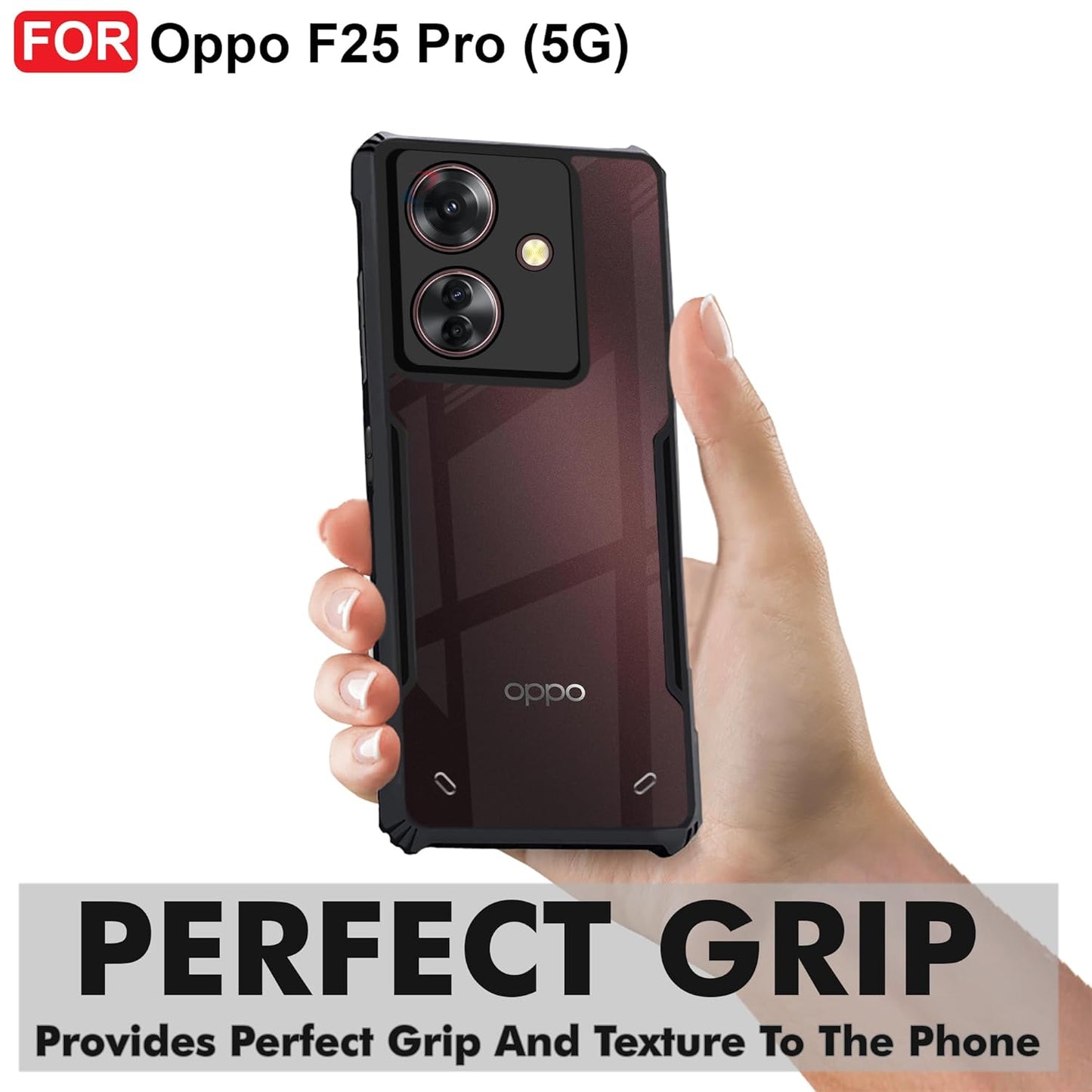 (Buy 1 Get 1 Free) F25 Pro (5G) Back Case Cover | Camera Protection Shockproof Bumper-Edge | Acrylic Crystal Clear 360 Degree Protection