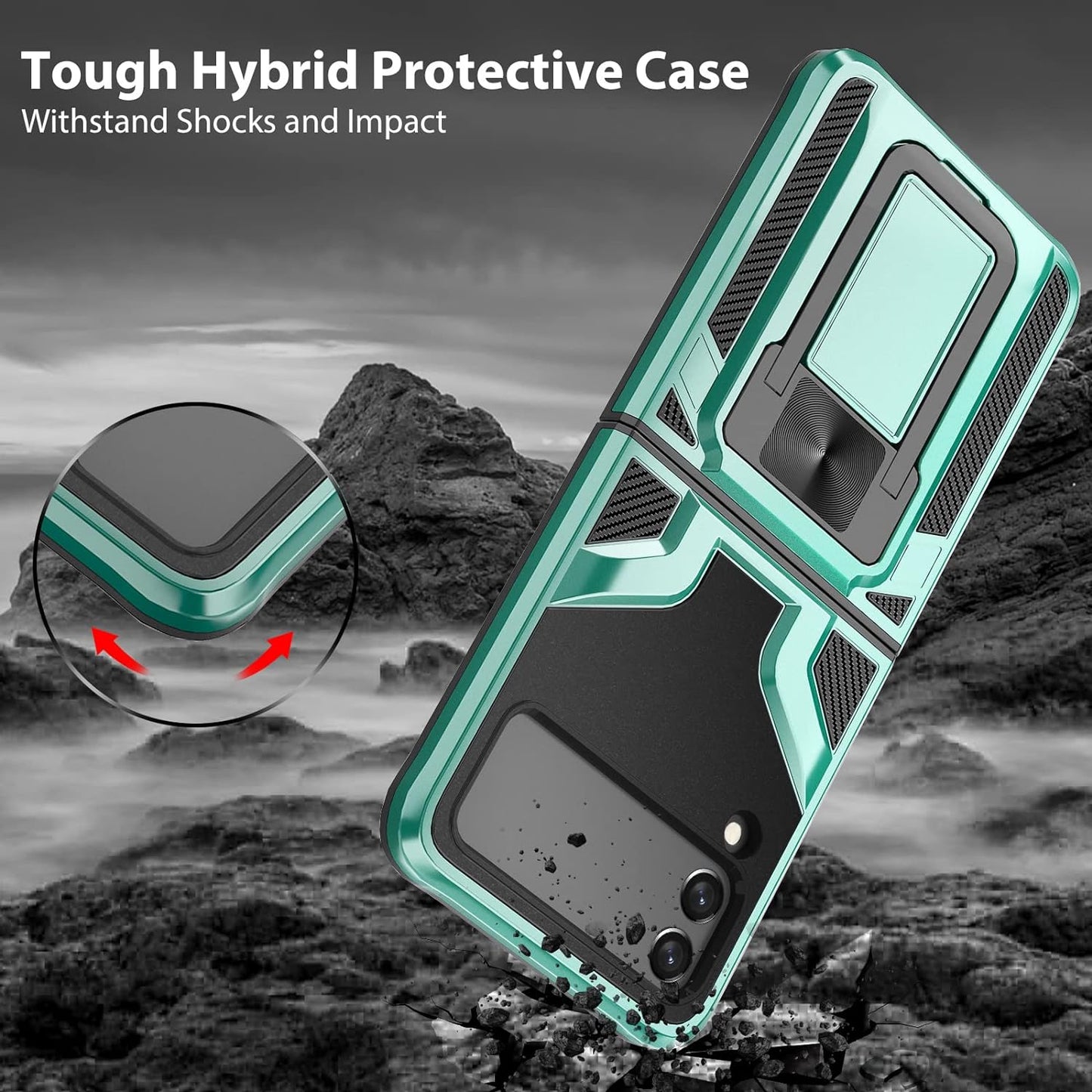 (Buy 1 Get 1 Free) Galaxy Z Flip3 Magnetic Kick Stand Hybrid Case