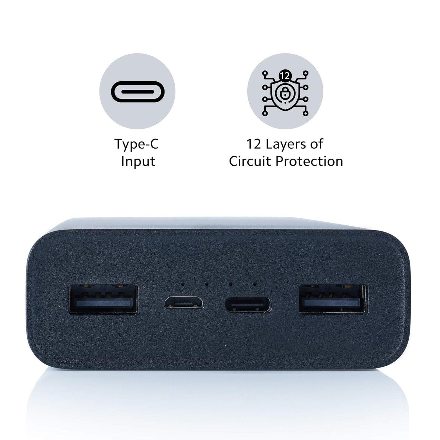 Power Bank 3i 20000mAh Lithium Polymer 18W Fast Power Delivery Charging | Input- Type C | Micro USB| Triple Output | Sandstone Black