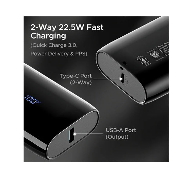 LED battery display 10000mAh Power bank with 2-way 22.5W fast charging