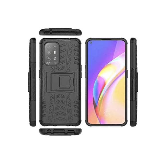 (Buy 1 Get 1 Free) Oppo Reno 5Z / A94 / A95 5G Shockproof Back Cover Defender Cover Hybrid Kickstand - Black