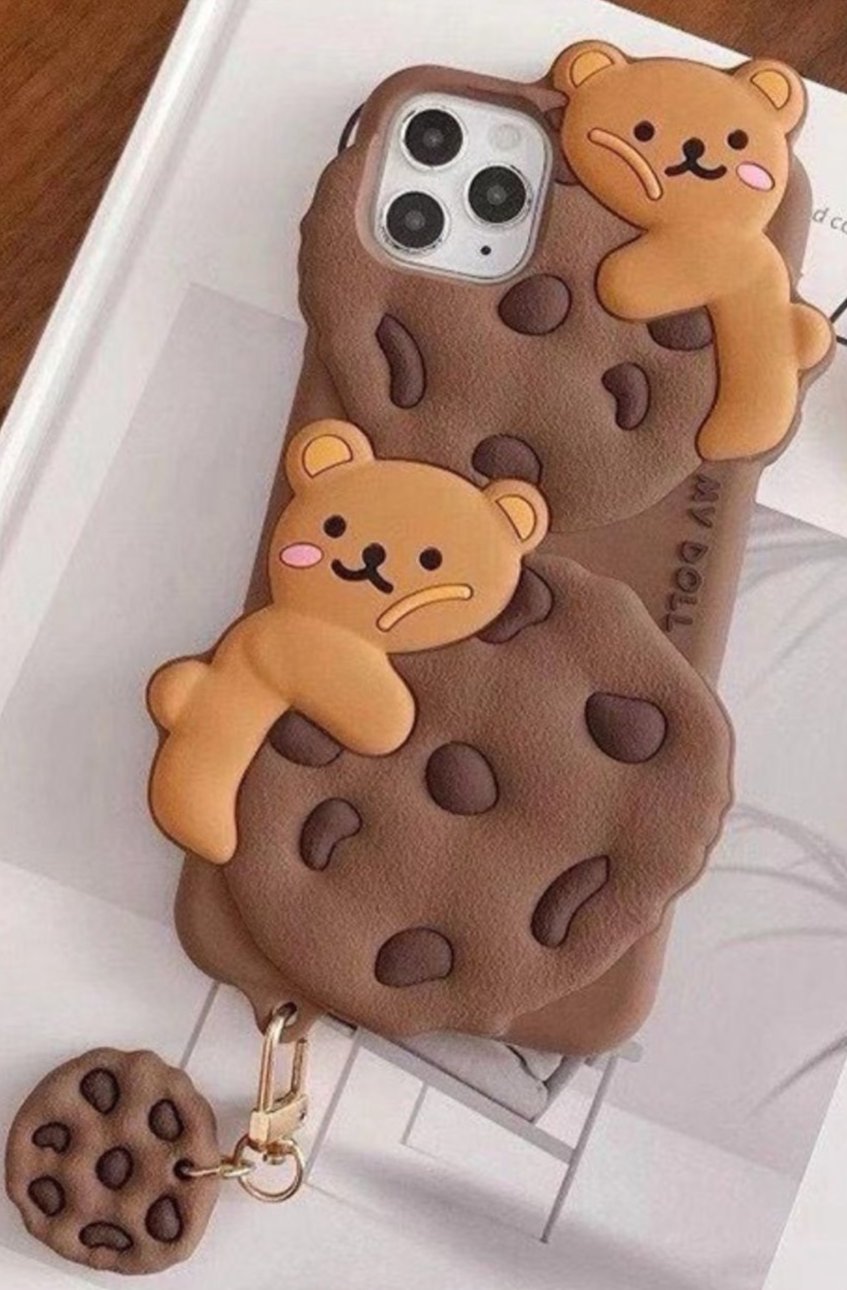 (Buy 1 Get 1 Free) Cute Cookie Bear Silicon Case with Cookie Charm