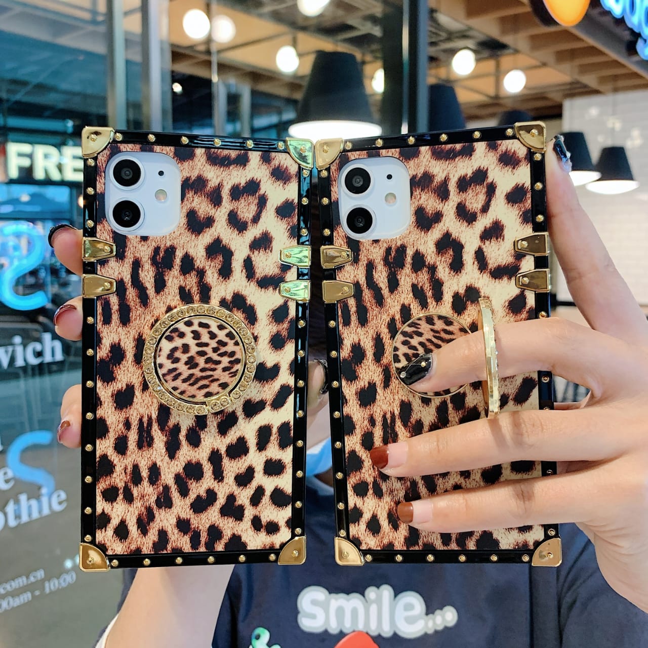 (Buy 1 Get 1 Free) Luxury Leopard Brown Square Case