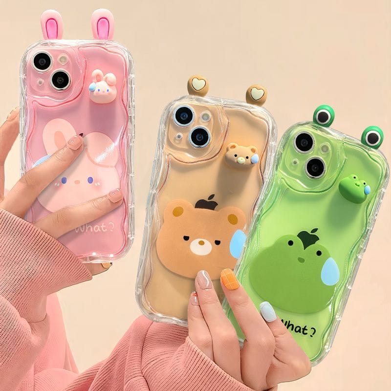 (Buy 1 Get 1 Free) Transparent Cute 3D WHAT? Cover