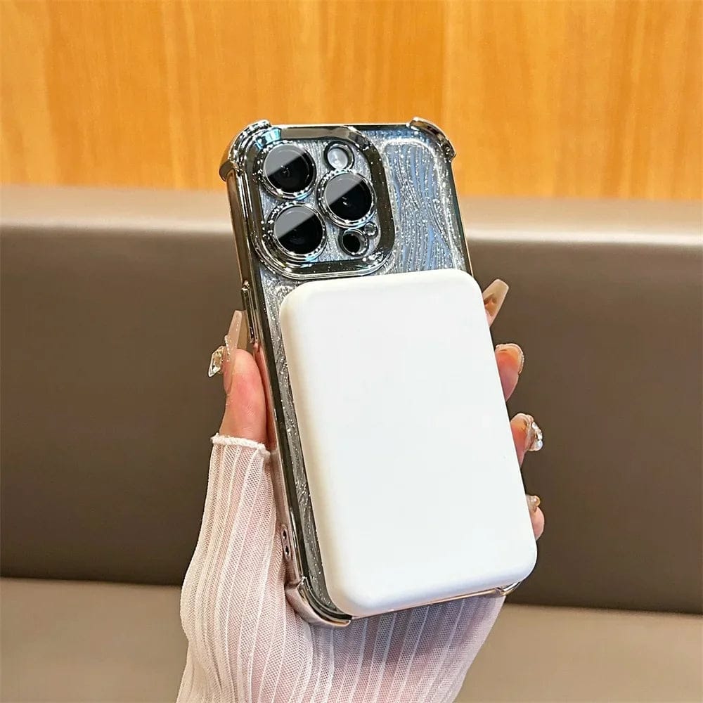 (Buy 1 Get 1 Free) Elegant Water Ripple Glitter Stand Case - iPhone