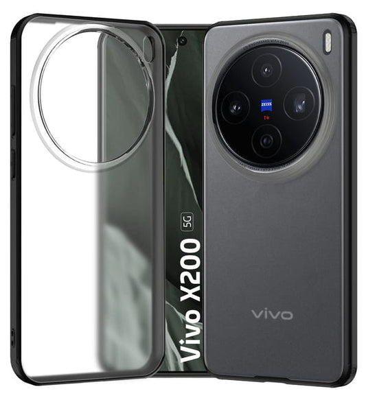 Rugged Frosted Semi Transparent PC Shock Proof Slim Back Cover for Vivo X200 5G, 6.67 inch