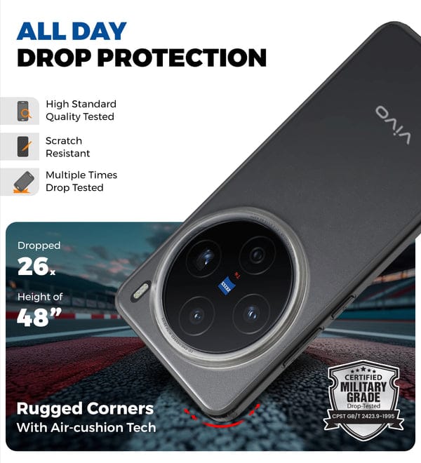 Rugged Frosted Semi Transparent PC Shock Proof Slim Back Cover for Vivo X200 5G, 6.67 inch