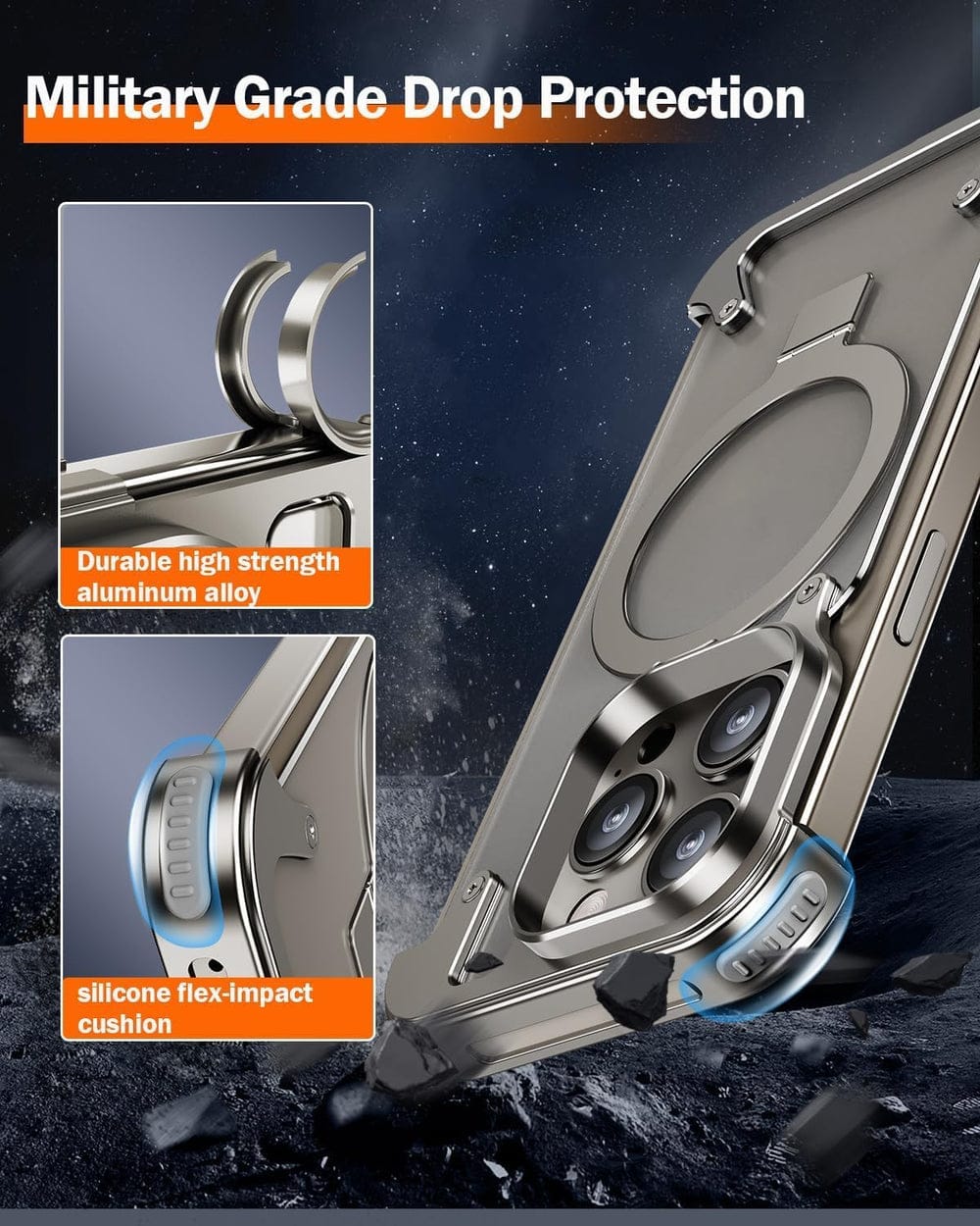 (Buy 1 Get 1 Free) Frameless Armoured Case with Kickstand