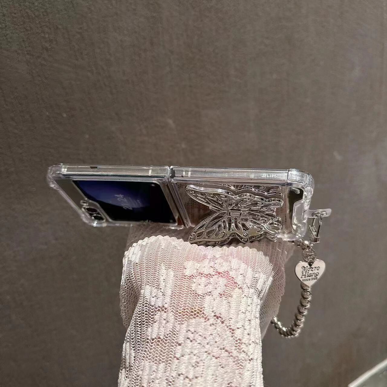 (Buy 1 Get 1 Free) Silver 3D Butterfly Flip Case