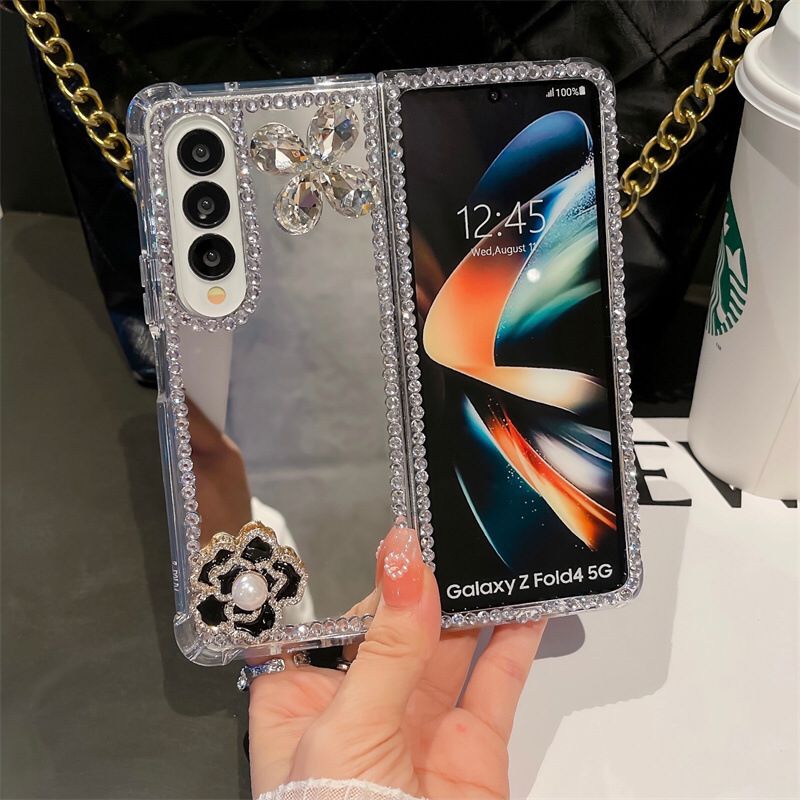 (Buy 1 Get 1 Free) Mirror Stone Flower Samsung Fold Case