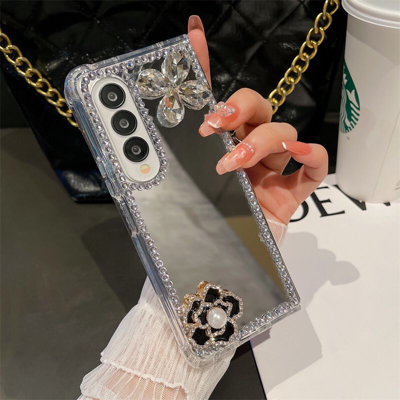 (Buy 1 Get 1 Free) Mirror Stone Flower Samsung Fold Case