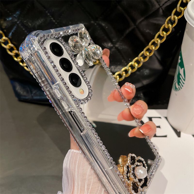 (Buy 1 Get 1 Free) Mirror Stone Flower Samsung Fold Case