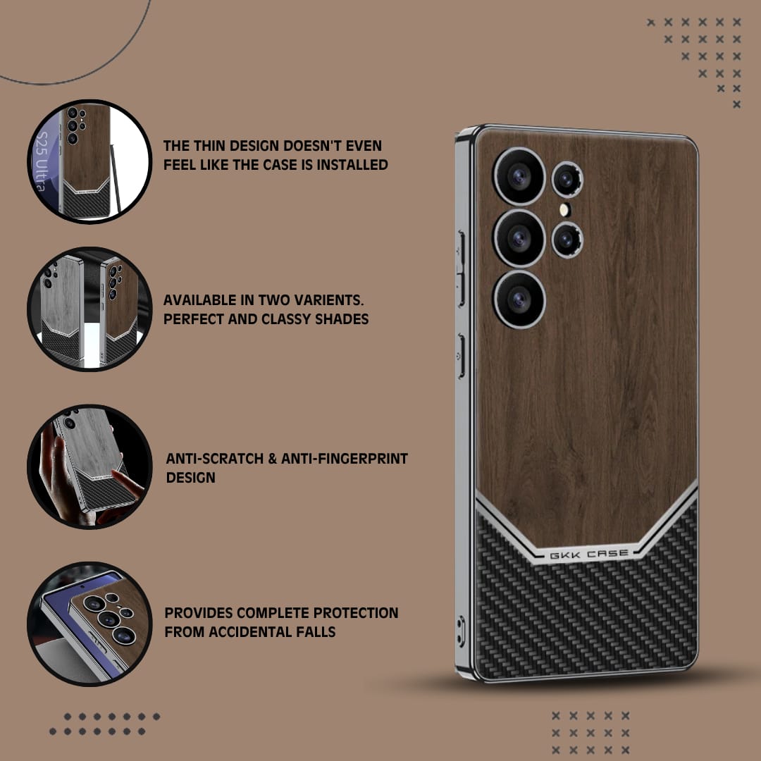 (Buy 1 Get 1 Free) Luxurious Leather Wood Grain Texture Case - Samsung
