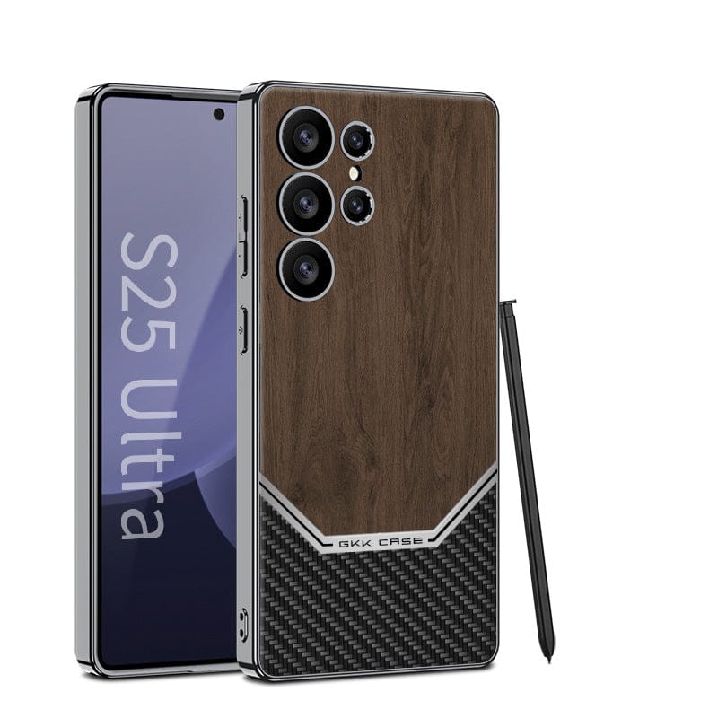 (Buy 1 Get 1 Free) Luxurious Leather Wood Grain Texture Case - Samsung