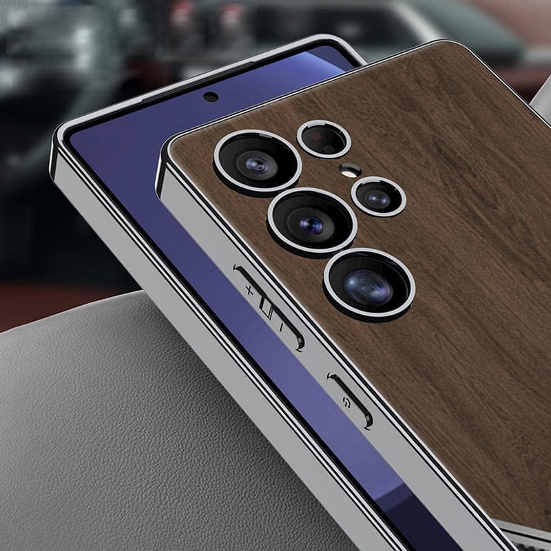 (Buy 1 Get 1 Free) Luxurious Leather Wood Grain Texture Case - Samsung