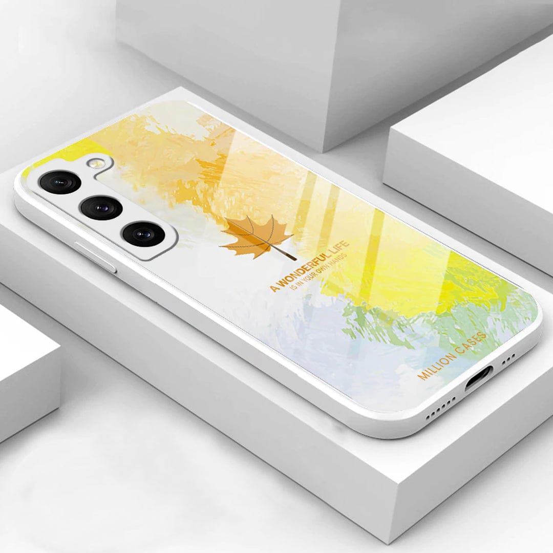 (Buy 1 Get 1 Free) Watercolor Mapple Leaf Glass Case - Samsung