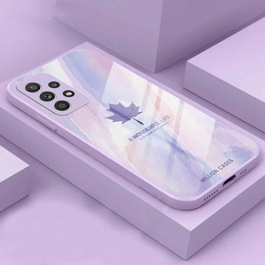 (Buy 1 Get 1 Free) Watercolor Mapple Leaf Glass Case - Samsung
