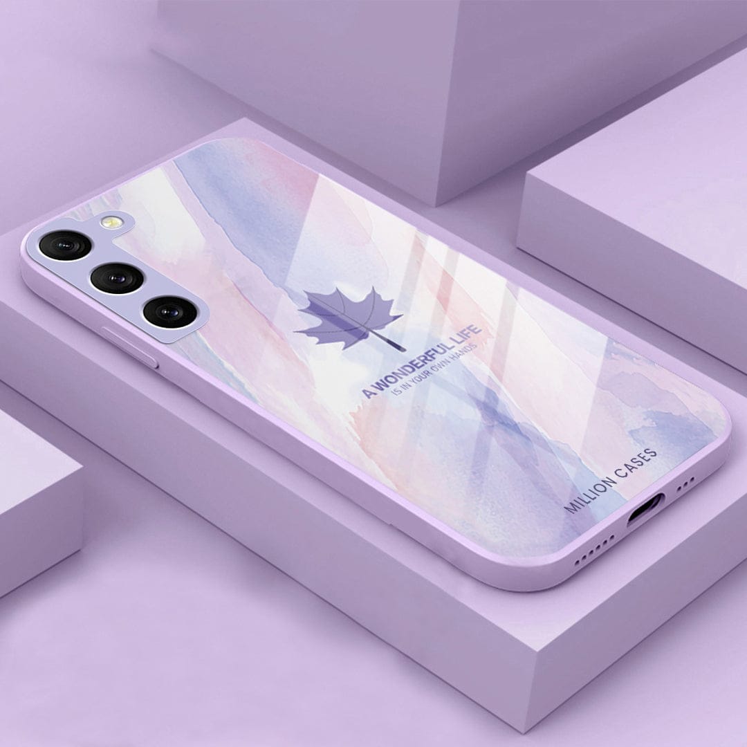 (Buy 1 Get 1 Free) Watercolor Mapple Leaf Glass Case - Samsung