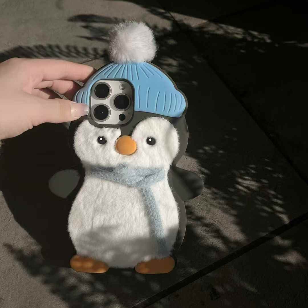 (Buy 1 Get 1 Free) Penguin With Scarf Plush Silicon iPhone Case