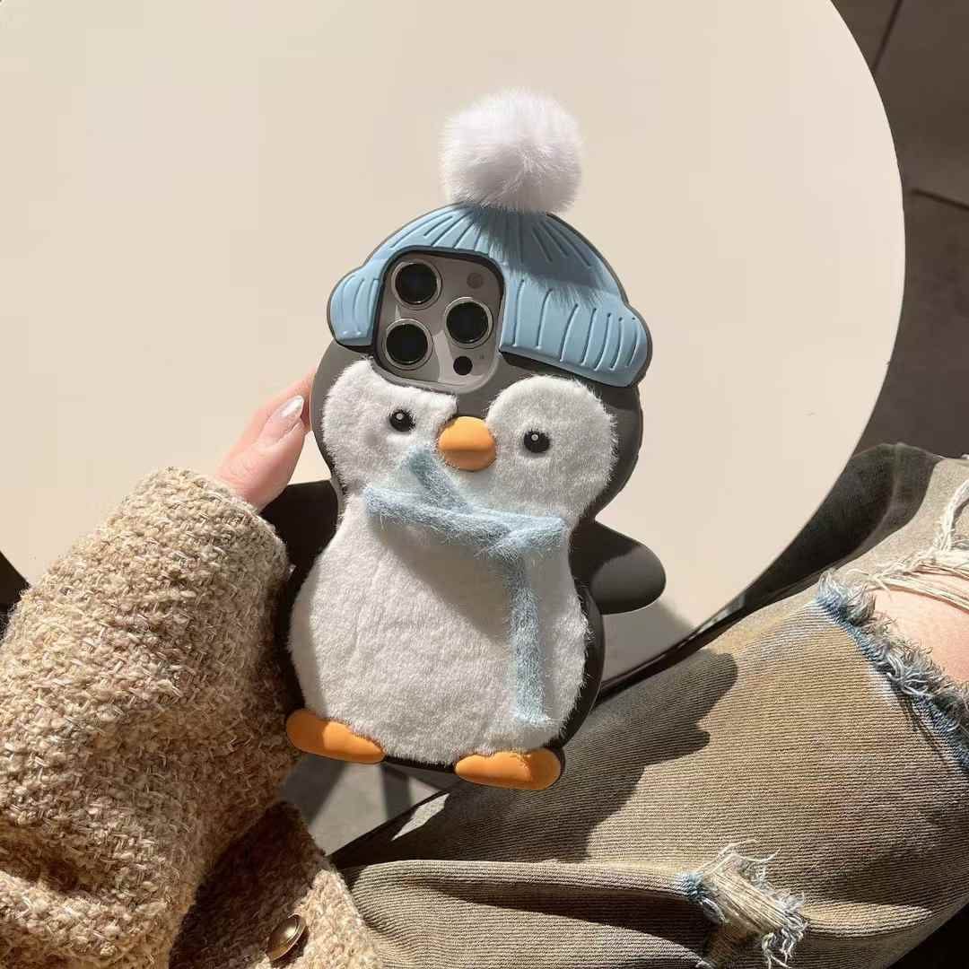 (Buy 1 Get 1 Free) Penguin With Scarf Plush Silicon iPhone Case