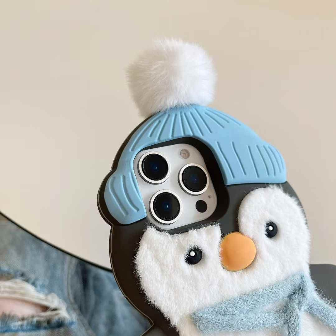 (Buy 1 Get 1 Free) Penguin With Scarf Plush Silicon iPhone Case