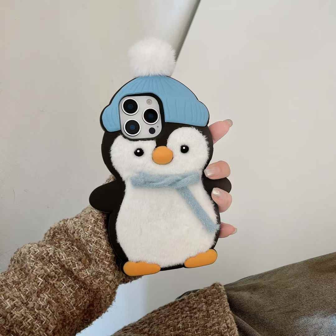 (Buy 1 Get 1 Free) Penguin With Scarf Plush Silicon iPhone Case