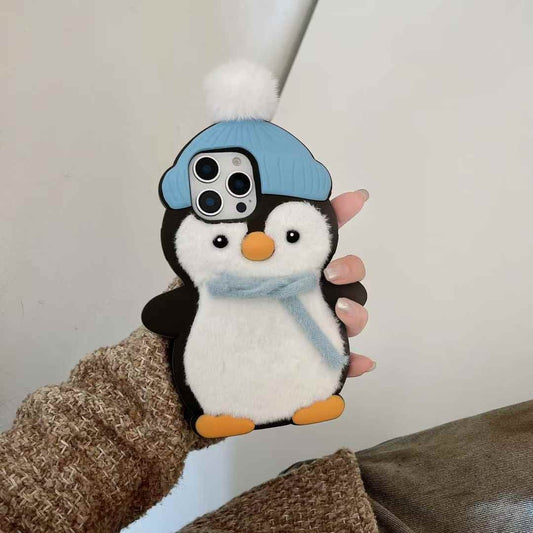 (Buy 1 Get 1 Free) Penguin With Scarf Plush Silicon iPhone Case