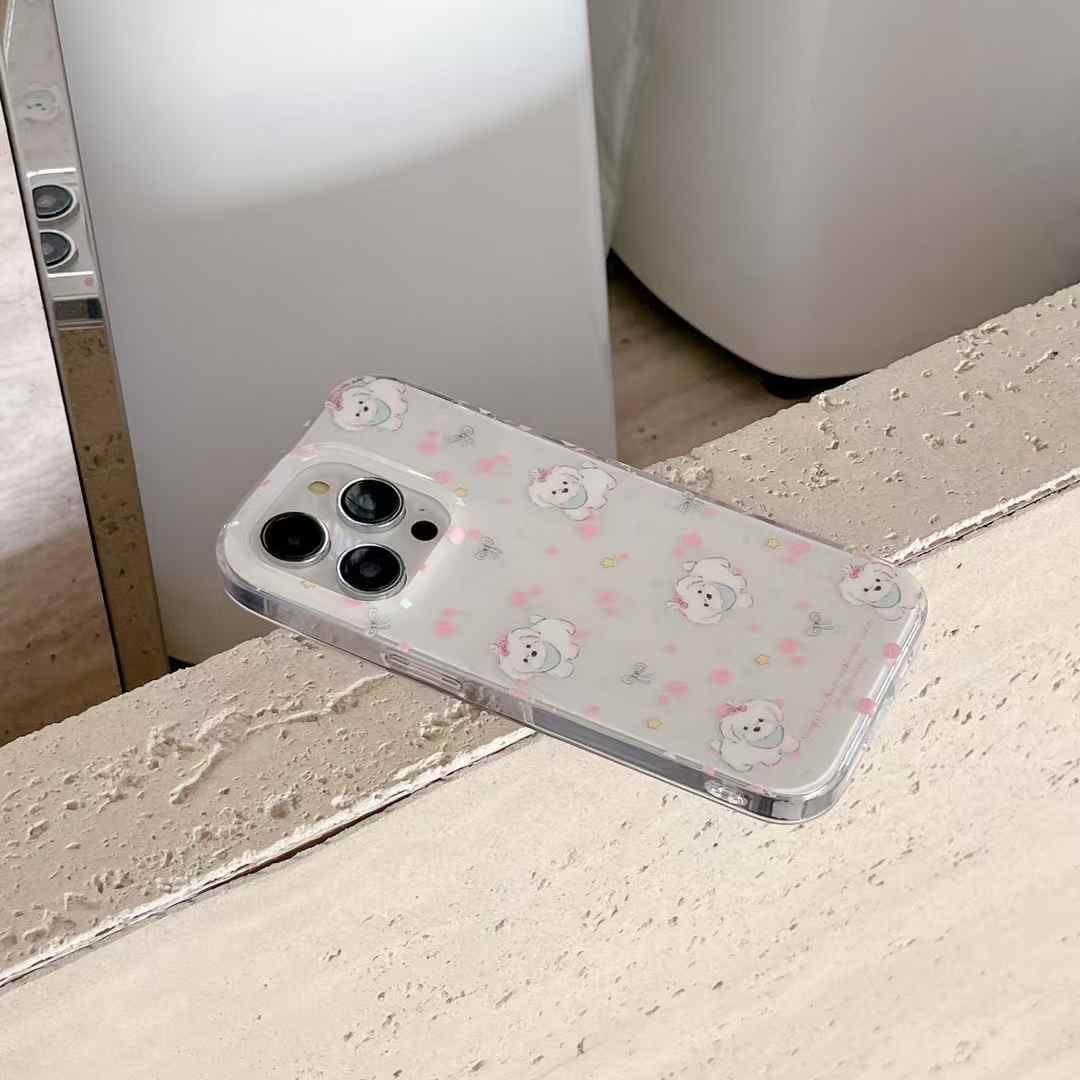 (Buy 1 Get 1 Free) Baby Puppy Silicon Case For iPhone With Bow Charm