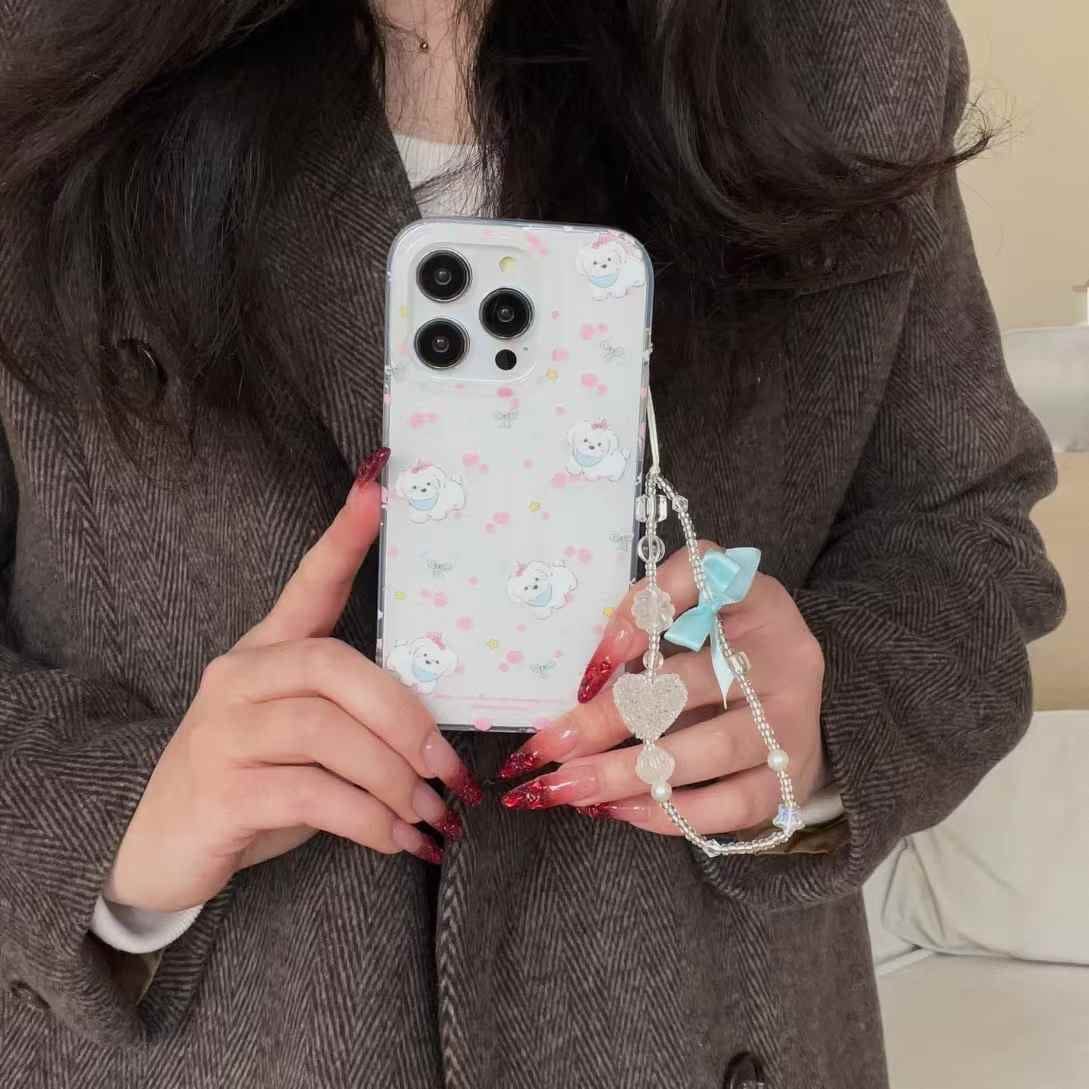 (Buy 1 Get 1 Free) Baby Puppy Silicon Case For iPhone With Bow Charm